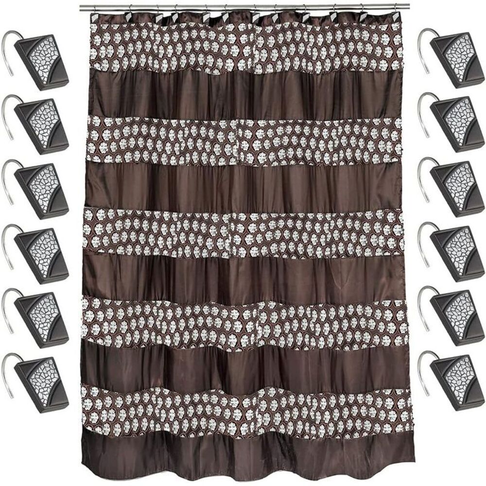 Popular Bath Sinatra Bath Set, Shower Curtain with 12 Shower Hooks, Orb